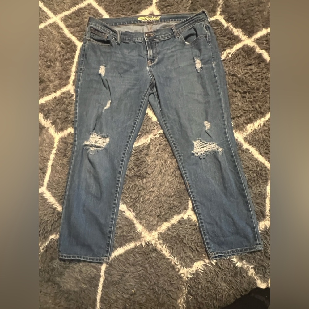 Old Navy Blue Distressed Boyfriend Jeans